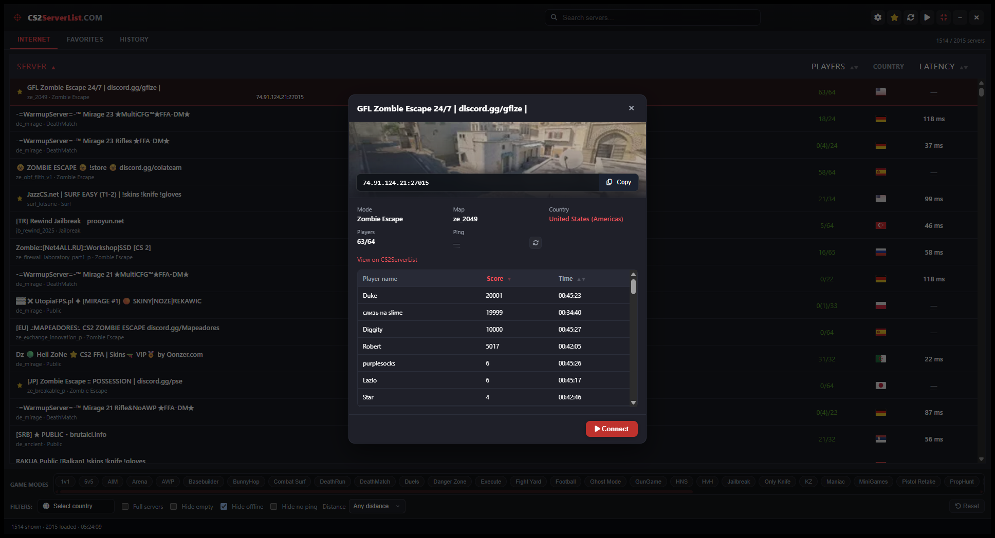 Server details